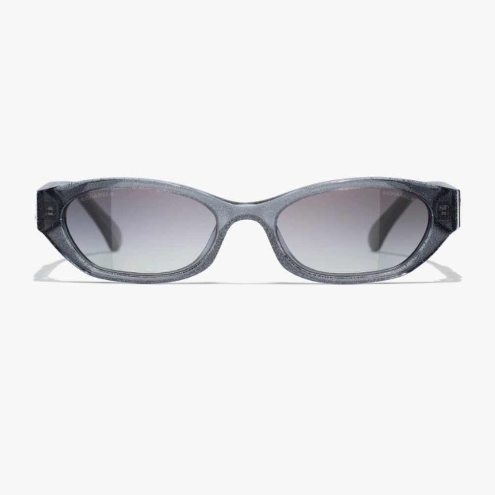 CHANEL RECTANGLE 71280A s1746 Silver Trendy Sunglasses Y2K - Picture 13 of 16